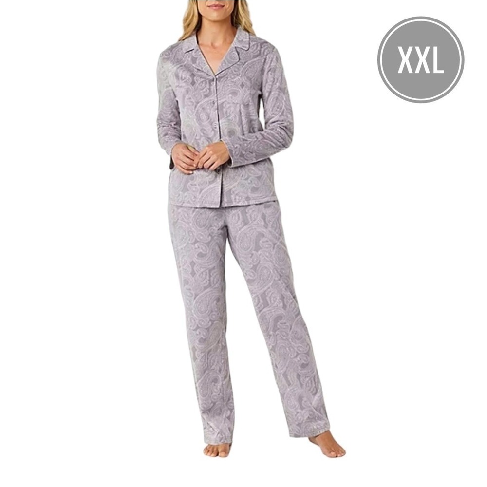 JCPenney Aldona Gray Paisley Pj‎ Set Women's Size 2X - Retail $44 - NEW